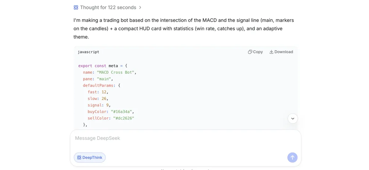 The AI’s reply with the ready code
