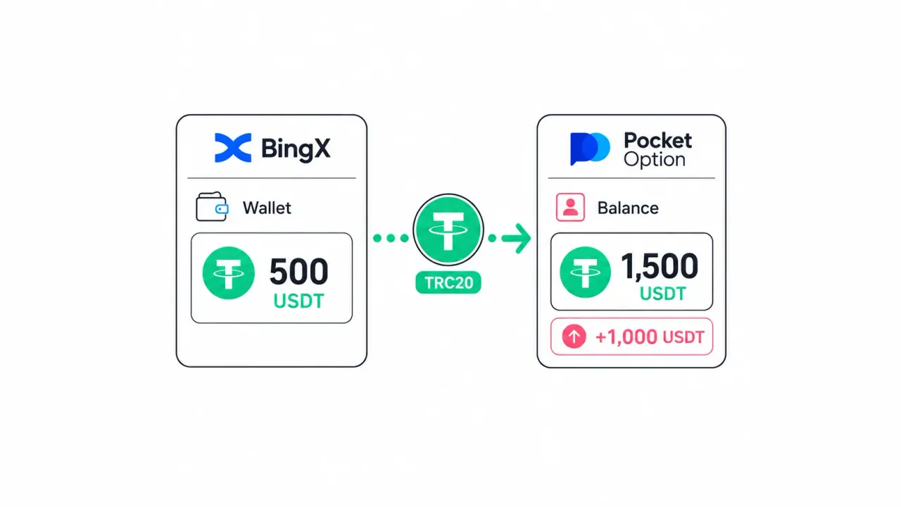 Как пополнить депозит на Pocket Option с помощью криптовалюты через BingX