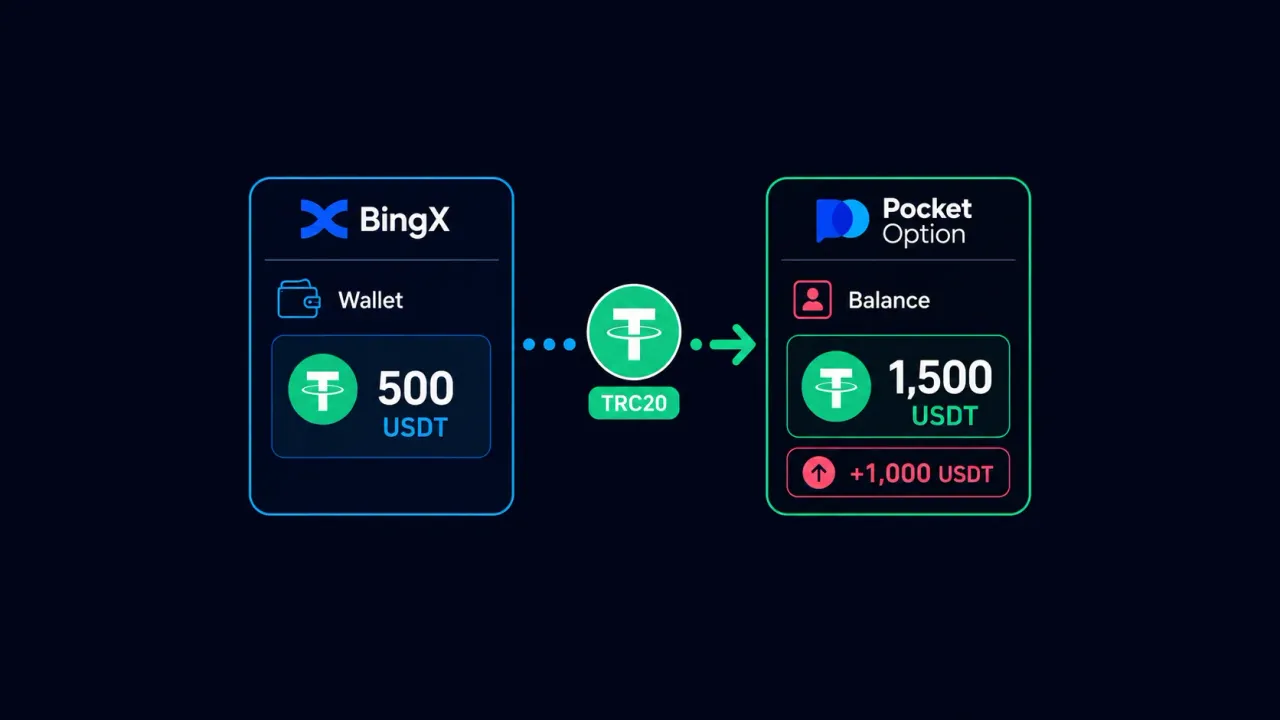 Как пополнить депозит на Pocket Option с помощью криптовалюты через BingX